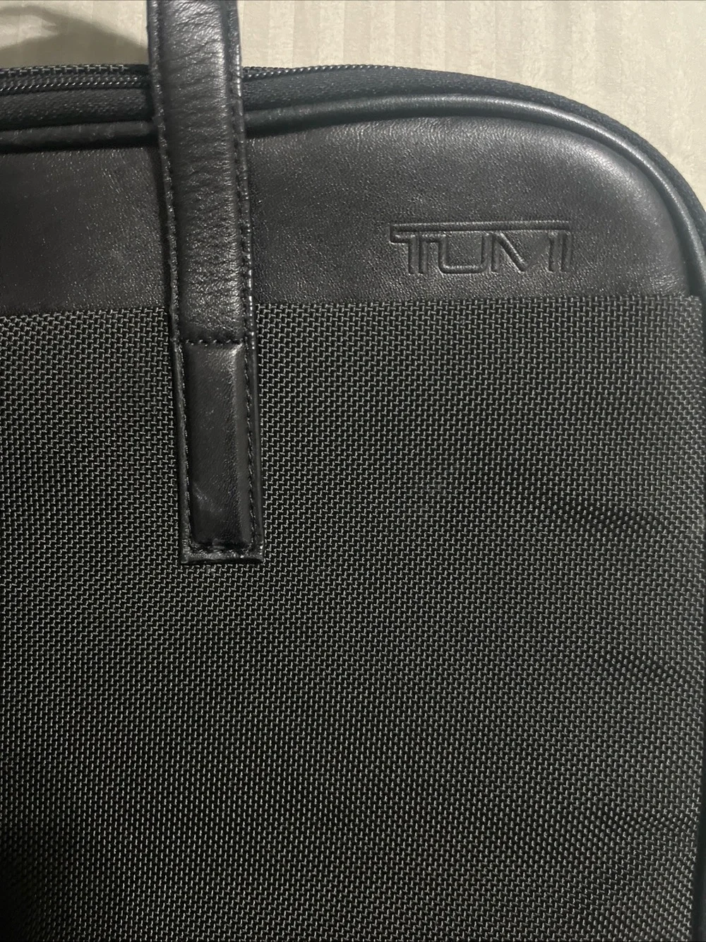 Tumi Black Nylon Laptop Briefcase with Leather Trim